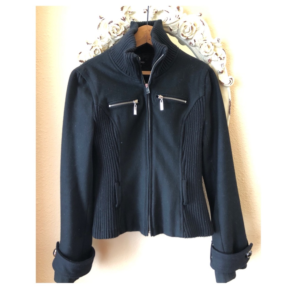 {Bebe} Ribbed Black Sweater Coat